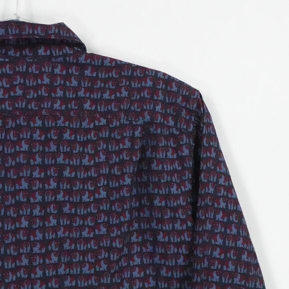 Bonobos Shirt Mens Medium Blue Red Animal Print Beat Slim Fit Casual Office - Picture 9 of 16